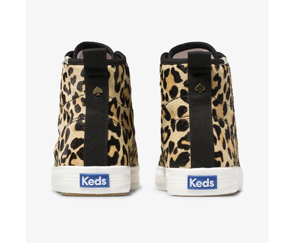 Tenis Keds Mujer Marrom - Kate Spade New York Kickstart Hi Leopard Calf Hair - 9314-HDPUT